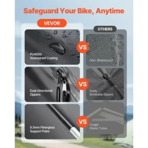 VEVOR Εξωτερική Αδιάβροχη Σκηνή Αποθήκευσης Ποδηλάτων για 1-2 Ποδήλατα HDZXCP566626ZDD8KV0 - Image 6