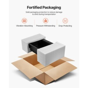 VEVOR Νεροχύτης Κουζίνας Γρανίτη 84 cm Μονής Λεκάνης για RV Μπαρ HGYCFSCTSPDC34FVJ001V0 - Image 6