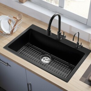 VEVOR Νεροχύτης Κουζίνας Γρανίτη 84 cm Μονής Λεκάνης για RV Μπαρ HGYCFSCTSPDC34FVJ001V0 - Image 7