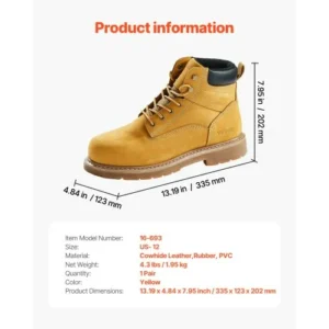 VEVOR Ανδρικές Αδιάβροχες Ατσάλινες Μπότες Εργασίας Μέγεθος 11 Αντιολισθητικές HJJZXPTKZS121JRCSV0 - Image 6