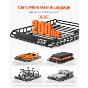 VEVOR Βάση Φόρτωσης Οροφής 51 x 36 x 4.1 in - Κατόπιν Λεπτομερειών Αποσκευών Αυτοκινήτου HKSXLK5136IN4B8AWV0 - Image 2