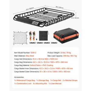 VEVOR Βάση Φόρτωσης Οροφής 51 x 36 x 4.1 in - Κατόπιν Λεπτομερειών Αποσκευών Αυτοκινήτου HKSXLK5136IN4B8AWV0 - Image 6