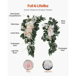 VEVOR Σετ Τεχνητών Λουλουδιών Γάμου Λευκό με 2 Λουλούδια & 2 Υφάσματα HLGMHTJ4JTBSCANWFV0 - Image 4