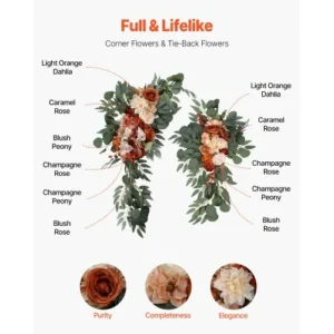 VEVOR Σετ Τεχνητών Λουλουδιών Γάμου Πορτοκαλί με 2 Λουλούδια & 2 Υφάσματα HLGMHTJ4JTCS7O0MFV0 - Image 4