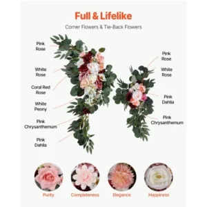 VEVOR Σετ Τεχνητών Λουλουδιών Γάμου Ροζ με 2 Λουλούδια & 2 Υφάσματα HLGMHTJ4JTFSPCKX4V0 - Image 4