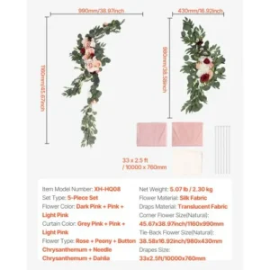 VEVOR Σετ Τεχνητών Λουλουδιών Γάμου Ροζ με 2 Λουλούδια & 3 Υφάσματα HLGMHTJ5JTFSIZ4UYV0 - Image 6