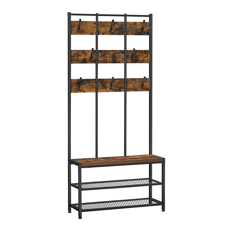 Μεταλλικό Έπιπλο Εισόδου με 2 Ράφια και 8 Κρεμάστρες 84 x 30 x 184 cm VASAGLE HSR087B01 Μεταλλικό Έπιπλο Εισόδου με 2 Ράφια και 8 Κρεμάστρες 84 x 30 x 184 cm VASAGLE HSR087B01