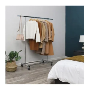 Μεταλλική Κρεμάστρα Ρούχων Δαπέδου Βαρέως Τύπου 92 / 132 x 45.4 x 160 cm με Ρόδες Songmics HSR13S - Image 3