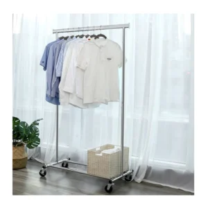 Μεταλλική Κρεμάστρα Ρούχων Δαπέδου Βαρέως Τύπου 92 / 132 x 45.4 x 160 cm με Ρόδες Songmics HSR13S - Image 5