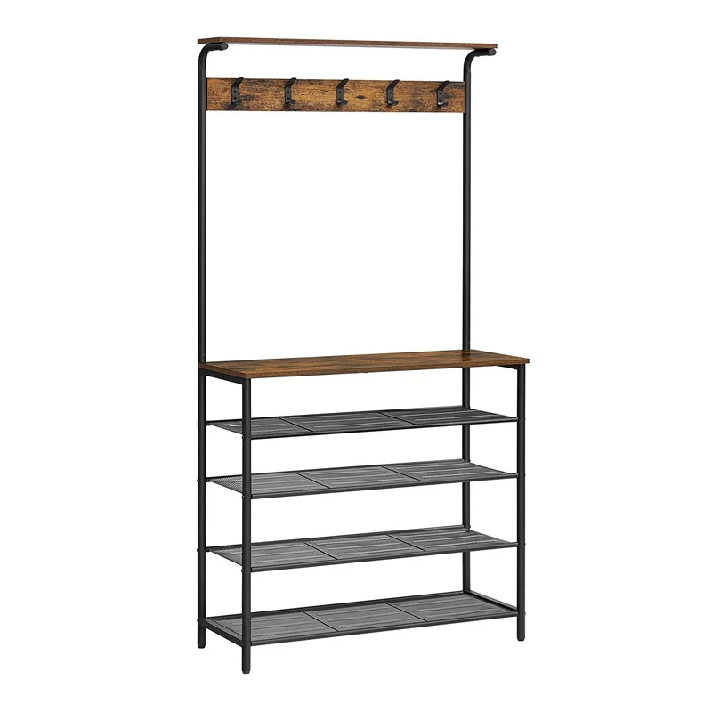 Μεταλλικό Έπιπλο Εισόδου με 5 Ράφια και 5 Κρεμάστρες 80 x 31.5 x 183.5 cm VASAGLE HSR408B01 Μεταλλικό Έπιπλο Εισόδου με 5 Ράφια και 5 Κρεμάστρες 80 x 31.5 x 183.5 cm VASAGLE HSR408B01