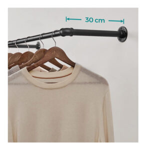 Επιτοίχια Μεταλλική Ράγα Ρούχων 92 x 30 x 7.5 cm Songmics HSR67BK - Image 3