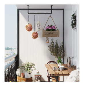 Επιτοίχια Μεταλλική Ράγα Ρούχων 92 x 30 x 7.5 cm Songmics HSR67BK - Image 4