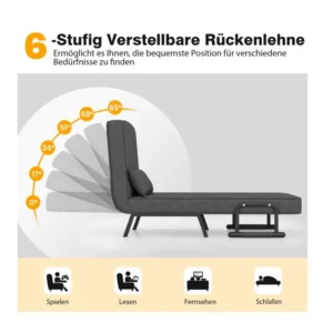 Πολυθρόνα - Κρεβάτι με Μαξιλάρι 65 x 79 x 79 cm Costway HV10417GR - Image 3