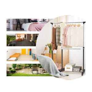 Μεταλλική Διπλή Κρεμάστρα Ρούχων Δαπέδου 91-160 x 43 x 93-168 cm με Ρόδες Costway HW53834 - Image 8