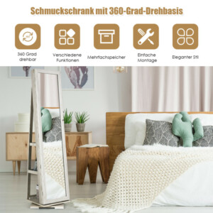 Costway Περιστρεφόμενη Ντουλάπα Κοσμημάτων 2 σε 1