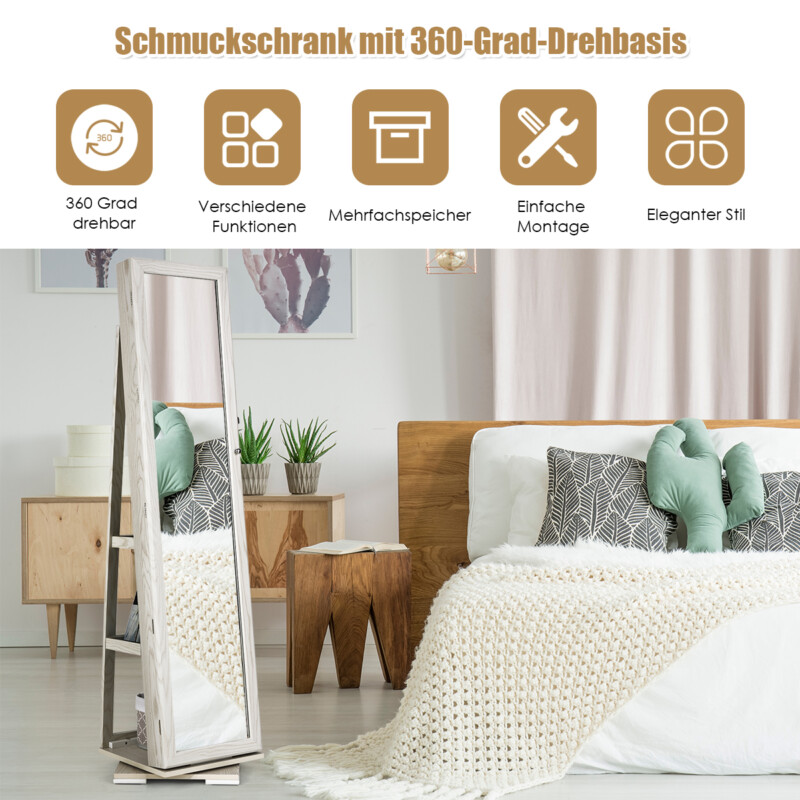 Costway Περιστρεφόμενη Ντουλάπα Κοσμημάτων 2 σε 1