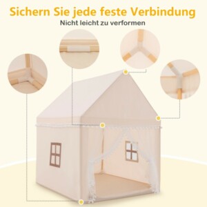 Costway  Παιδικό Σπιτάκι Παιχνιδιού Πριγκίπισσα 120 x 105 x 140 εκ Μπεζ+Καφέ HW67015CF - Image 3