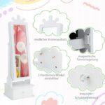 Costway Παιδική Ντουλάπα Κοσμημάτων με Καθρέφτη και Στέμμα για Παιδιά από 3 Ετών HY10431WH - Image 4