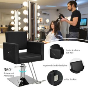 Costway Περιστρεφόμενη Καρέκλα Κομμωτηρίου με Γαλβανισμένο Πλαίσιο και Ρυθμιζόμενο Ύψος JB10001BK - Image 3