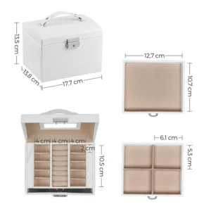 Κοσμηματοθήκη - Μπιζουτιέρα 17.7 x 13.8 x 13.5 cm Songmics JBC154W01 - Image 5