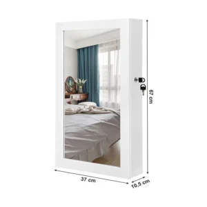 Κρεμαστή Κοσμηματοθήκη Μπιζουτιέρα με Καθρέπτη 67 x 37 x 10.5 cm Songmics JBC51W - Image 2