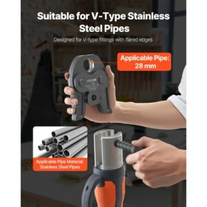 VEVOR Σιαγόνα Πίεσης V28 28mm για Ανοξείδωτους Σωλήνες V-Tύπου JCYLQ28MMOZKWCV0WV0 - Image 2