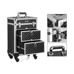 Βαλίτσα Μακιγιάζ 34 x 27 x 57 cm Χρώματος Μαύρο Songmics JHZ08BK - Image 2