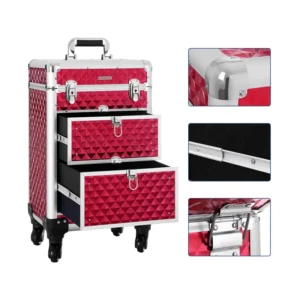 Βαλίτσα Μακιγιάζ 34 x 27 x 57 cm Χρώματος Κόκκινο Songmics JHZ08RD - Image 2