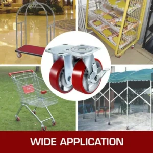 VEVOR Σετ 4 Ρόδες 6x2" (2 Σταθερές, 2 Περιστρεφόμενες με Φρένο) Πολυουρεθάνης, 1000lbs/Ρόδα  JL6IN2WXPSJ2DXTXHV0 - Image 6