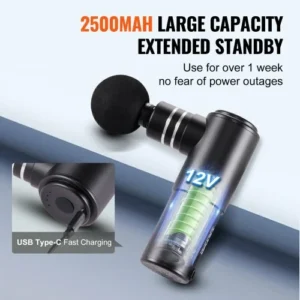 VEVOR Πιστόλι Μασάζ με 4 Ταχύτητες & 4 Κεφαλές  JMQ3200RPMTXDJ6WBV9 - Image 3