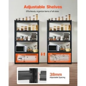 VEVOR Ράφια Αποθήκευσης 5 Επιπέδων 18" Β x 40" Π x 72" Υ για Γκαράζ JSBSXHJ184078VRULV0 - Image 3