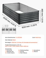 Σκούρα Γκρι Ορθογώνια Μεταλλικά Κιβώτια Φυτεύσεων Εξωτερικού Χώρου με Γάντια JSFXZZC804011U9BZ001V0