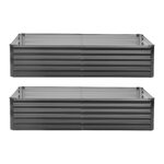 VEVOR Σετ 2 Γαλβανισμένα Ανυψωμένα Κρεβάτια Κήπου 2030x1020x460mm, Σκούρα Γκρι Ορθογώνια Μεταλλικά Κιβώτια Φυτεύσεων Εξωτερικού Χώρου με Γάντια JSFXZZC804011U9BZ001V0 - Image 6