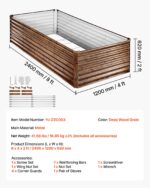 VEVOR Υπερυψωμένο Γαλβανισμένο Παρτέρι 240 x 120 x 62 cm - Μεταλλικό Ορθογώνιο Κήπος Εξωτερικού Χώρου, Χωρίς Πάτο με Γάντια, Αλου-Ψευδάργυρος, Για Λουλούδια & Λαχανικά JSFXZZC842FTK1LAN001V0 - Image 6