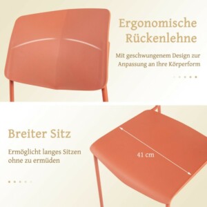 Costway Σετ 4 Πολύχρωμων Καρεκλών Τραπεζαρίας με Πλάτη Στοιβαζόμενες Καρέκλες Κουζίνας JV11431CL-4 - Image 3