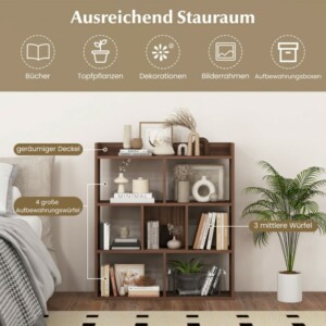 Costway  Ράφι βιβλιοθήκης με 7 κύβους και ανοιχτή πλάτη