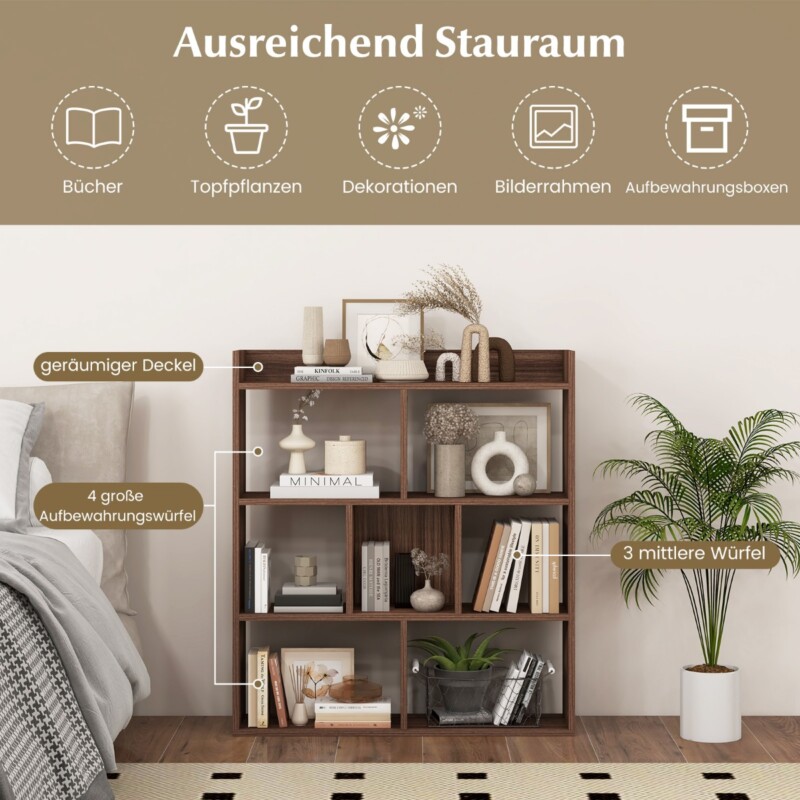 Costway  Ράφι βιβλιοθήκης με 7 κύβους και ανοιχτή πλάτη