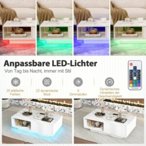 Costway  Τραπέζι σαλονιού με 20 χρώματα LED φώτα και τηλεχειριστήριο