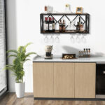 Costway Βιομηχανική Κάβα Κρασιού με Χωρητικότητα 39 Φιαλών και 12 Ποτηριών για Τοίχο JV12805