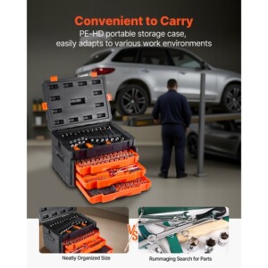 VEVOR Σετ Καρυδάκια 450 Τμχ με 6.4/9.5/12.7 mm Δίσκο και Πορτοκαλί Συρτάρι JXGJ143812SAEFGIH002V0 - Image 5