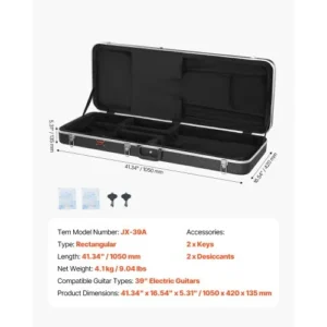 VEVOR Ηλεκτρική Κιθάρα Σκληρή Θήκη 105εκ με Κλειδαριά και Κλειδιά για Ηλεκτρική Κιθάρα JXJTYHJXABSD0TZAVV0 - Image 6