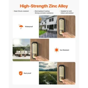 VEVOR Μηχανική Κλειδαριά Πόρτας Χωρίς Κλειδί, 14 Κλειδιών, Αδιάβροχη JXMMSQRSSZMM8DYARV0 - Image 5