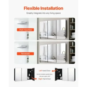 VEVOR Ντουλάπι Φαρμάκων 25.5" x 40" με Ρυθμιζόμενα Ράφια και Καθρέφτη JXYJJXJ25540X2HYLV0 - Image 4