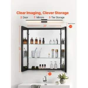 VEVOR Ντουλάπι Φαρμάκων 66x76cm με Ρυθμιζόμενα Ράφια και Καθρέφτη JXYJJXJ2630IPL2I7V0 - Image 2