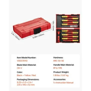 VEVOR Σετ Μονωμένων Κατσαβιδιών 13 Τεμαχίων για Ηλεκτρολόγους JYGJTZKHTJYLSJRIFV0 - Image 6