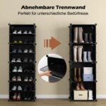 Costway  Πλαστική παπουτσοθήκη με 12 θέσεις, πλαϊνούς γάντζους και επεκτάσιμη για μπότες, 94 x 37 x 145 εκ. JZ10059DK - Image 4