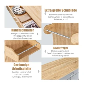 Ξύλινο Τρόλεϊ Κουζίνας 116 x 40 x 85 cm Costway KC51983NA - Image 2