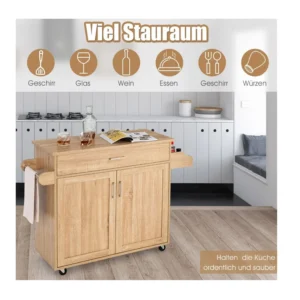 Ξύλινο Τρόλεϊ Κουζίνας 116 x 40 x 85 cm Costway KC51983NA - Image 4