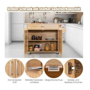 Ξύλινο Τρόλεϊ Κουζίνας 116 x 40 x 85 cm Costway KC51983NA - Image 5