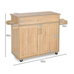 Ξύλινο Τρόλεϊ Κουζίνας 116 x 40 x 85 cm Costway KC51983NA - Image 7